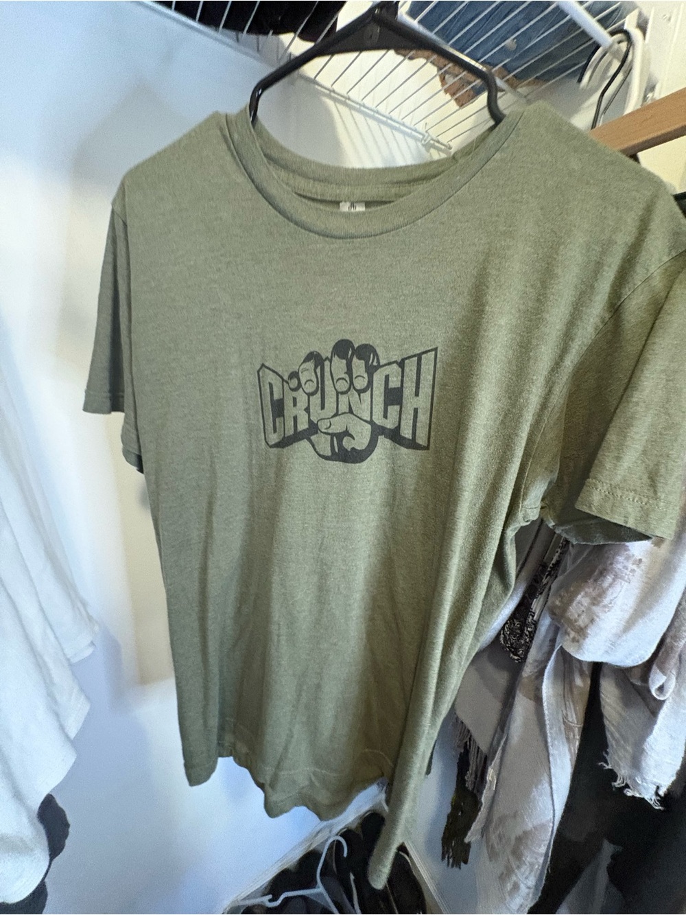 Tultex Olive Green 'CRUNCH' Fist Graphic Short Sleeve Tee